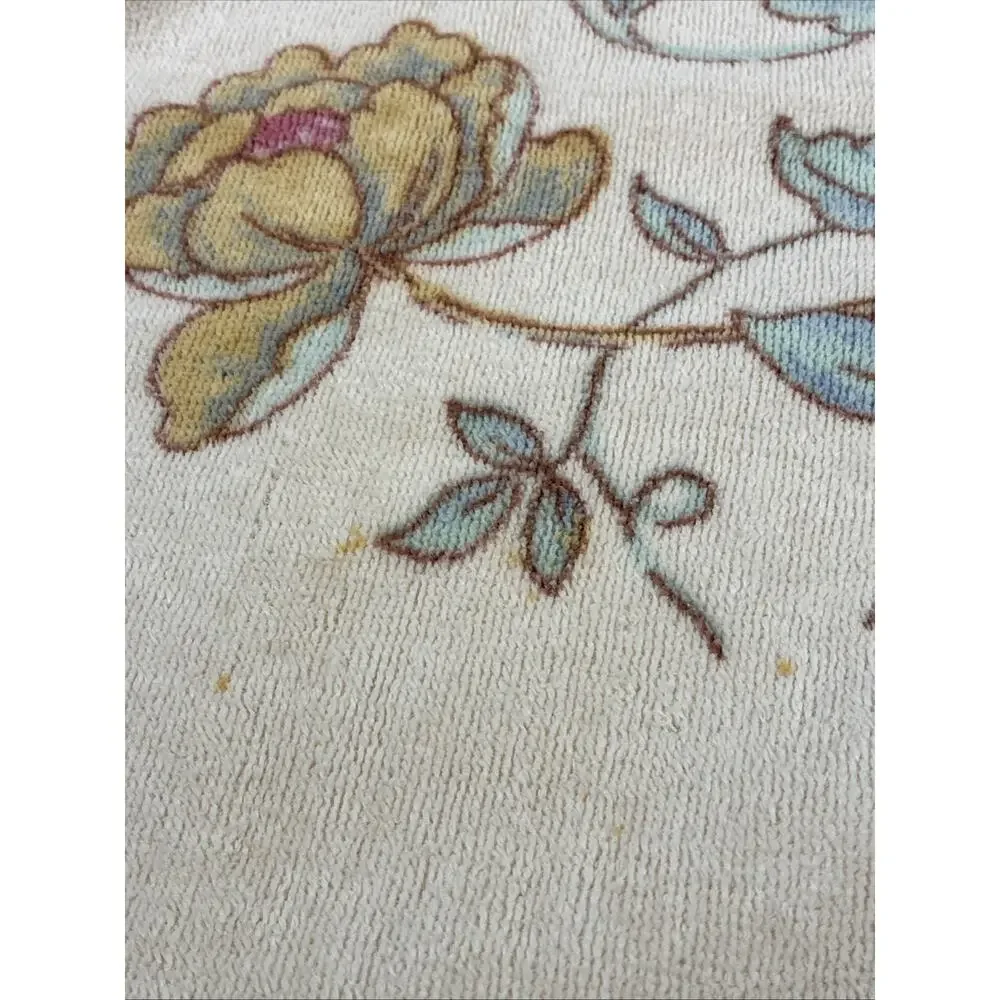 Pair Of Fieldcrest Vintage Tan Floral & Butterfly Bath Towels Multi-Color Chrty